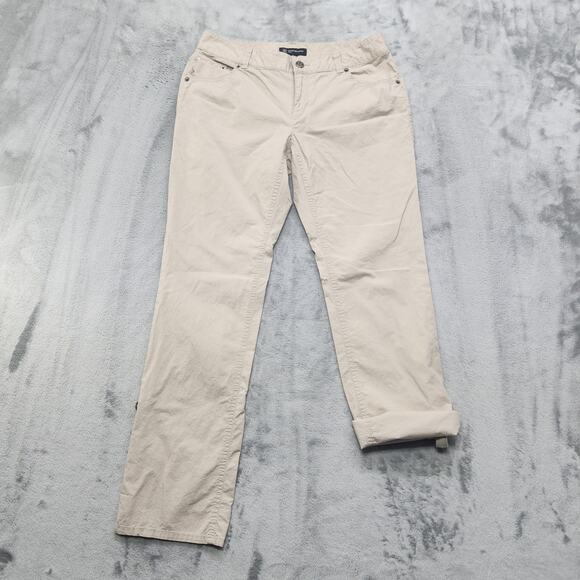Calvin Klein Pants Womens 4P PETITE Tan Khaki Convertible Roll Tab Straight Leg - Picture 1 of 14